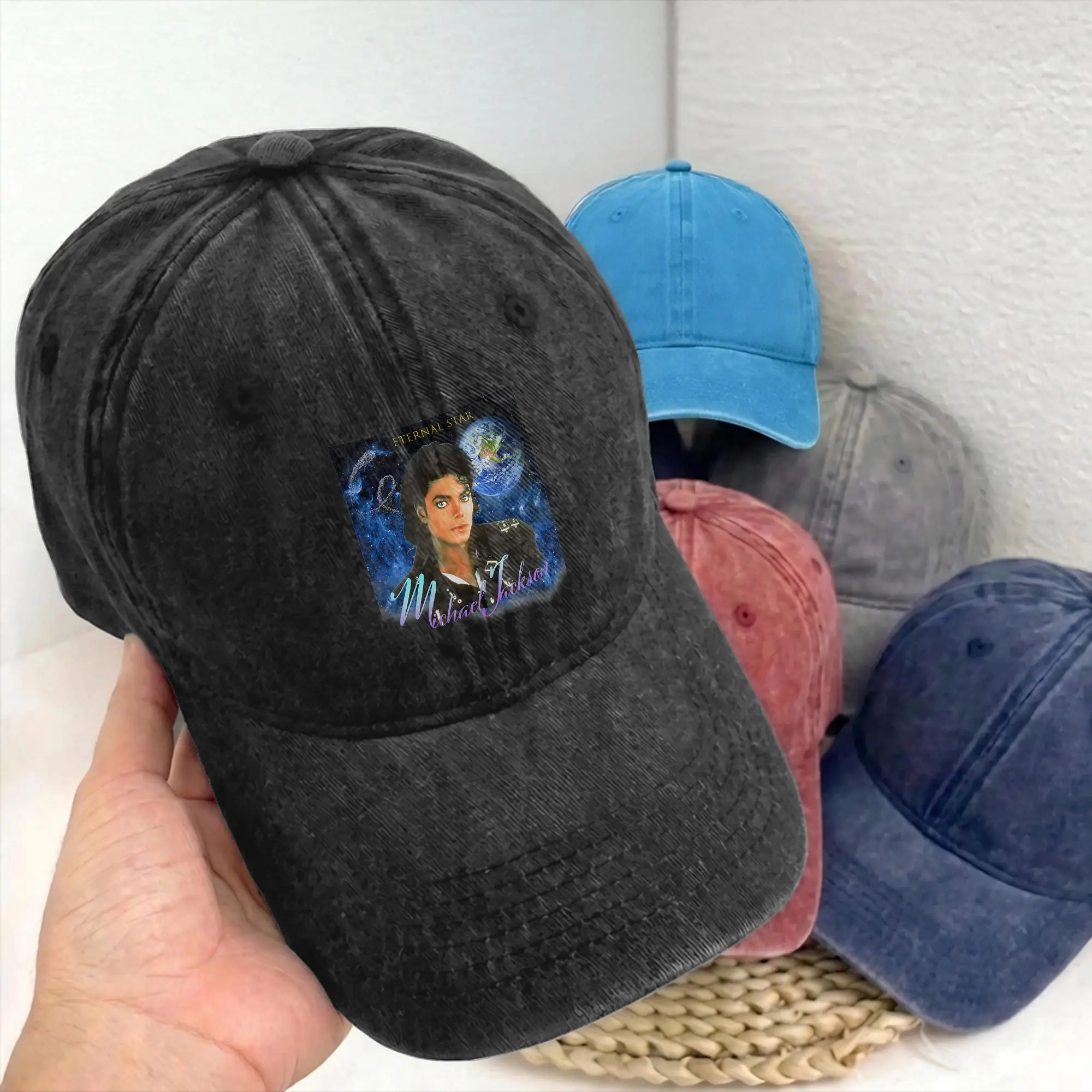 Michaels Pop King Jacksons Baseball Cap Unstructured Men Women Singer Hip Hop Distressed Denim Headwear Running Adjustable Hats