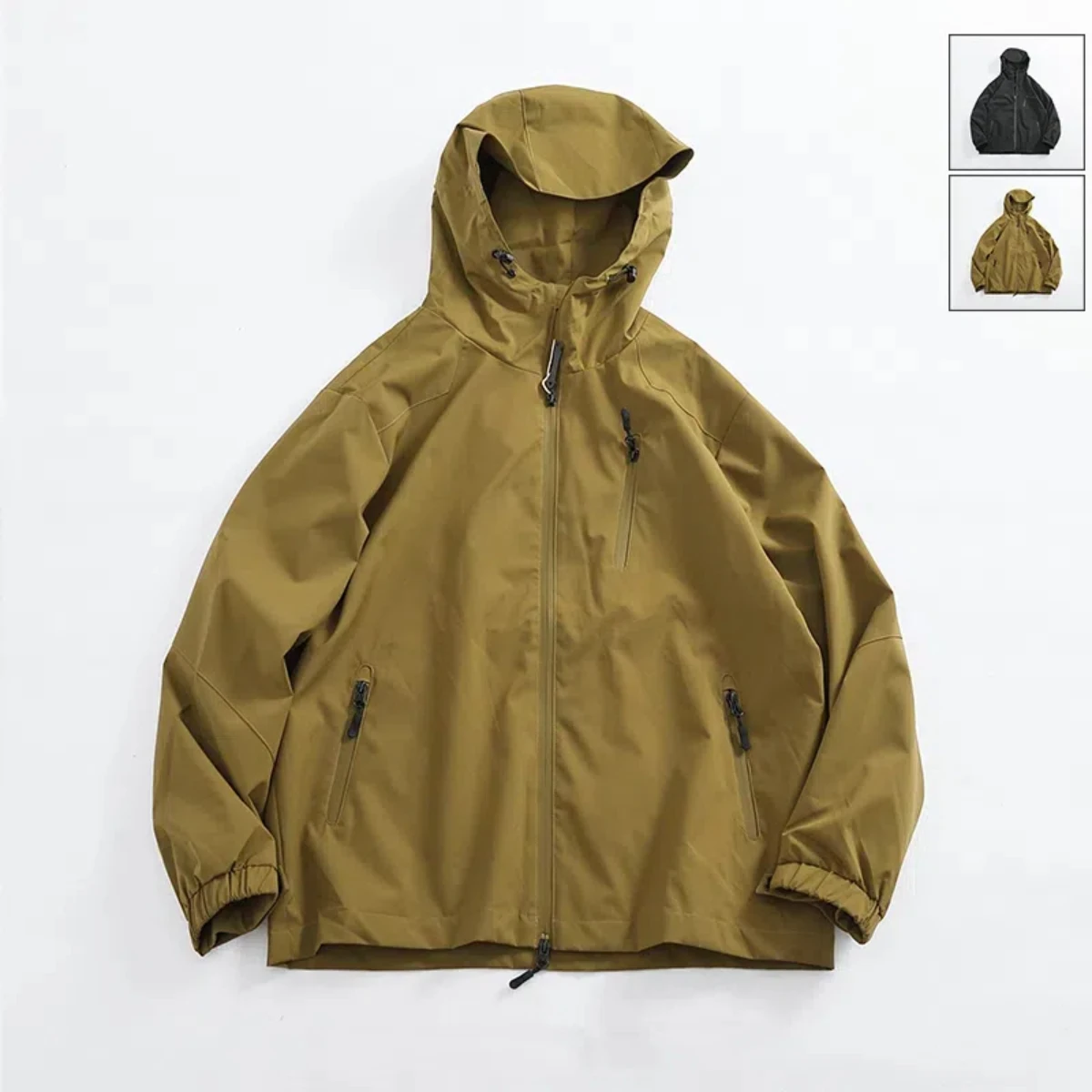 Outdoor jacket men's waterproof windproof dry hardshell jacket loose hooded casual coat tide