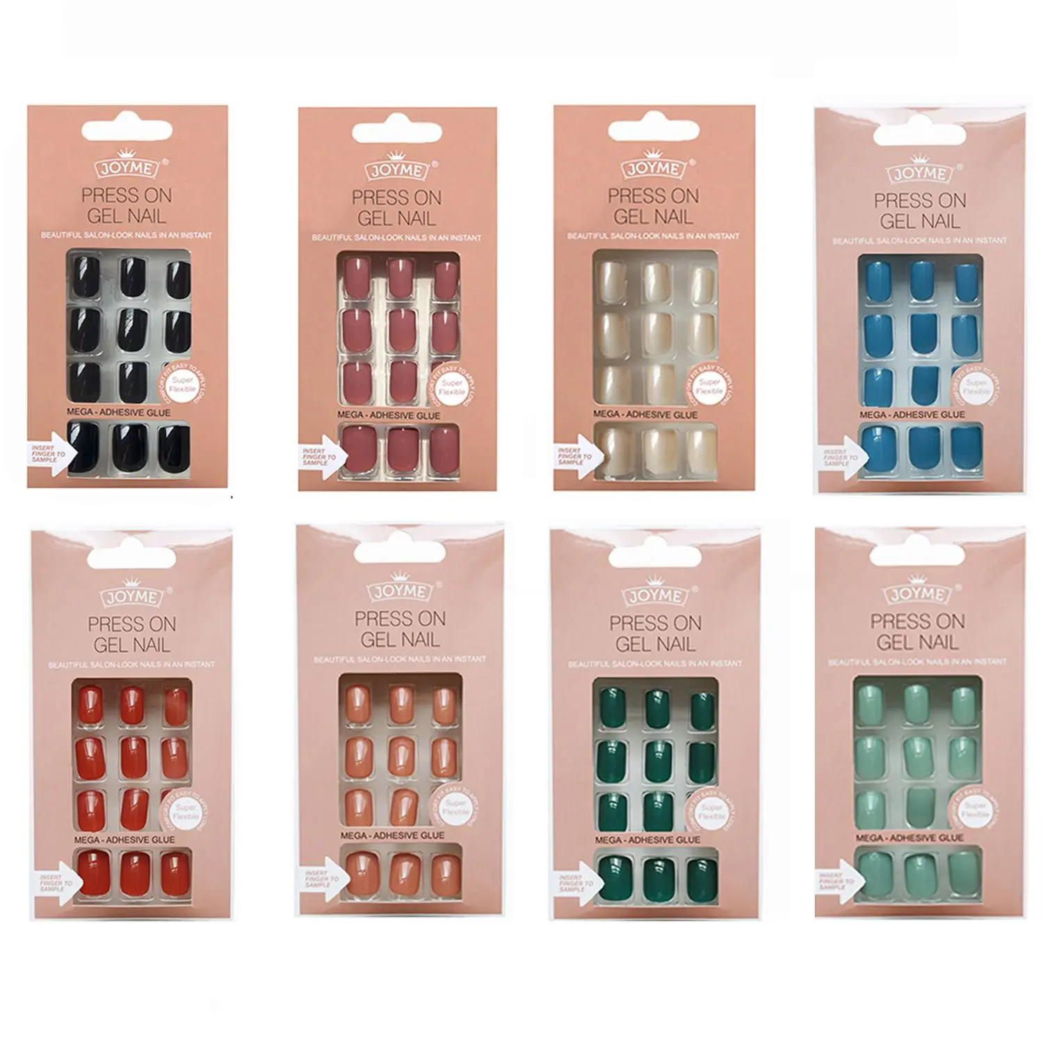 24pcs/Box Detachable Square Head False Nails Press On Nails Wearable Fake Nails Full Cover Nail Tips 20Colors