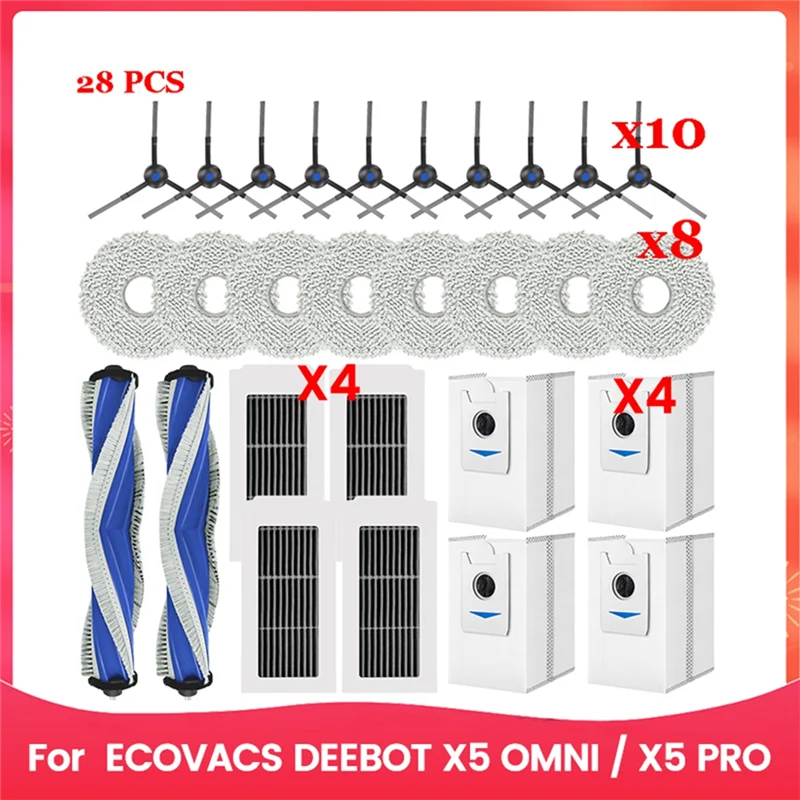 ABBN-Per ECOVACS DEEBOOT X5 OMNI / X5 PRO Robot Aspirapolvere Spazzola laterale principale Filtro Hepa Mop Panno Sacchetti per la polvere Accessori