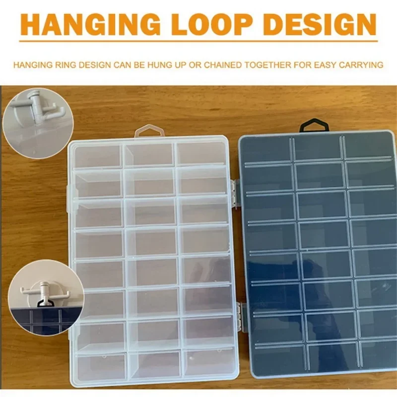1 Stück 24-Fächer Aufbewahrungsbox aus Klarem Kunststoff, Organizer für Schmuck, Perlen, Bastelzubehör, Kleinteile, Haushaltsaufbewahrung – Detail 3