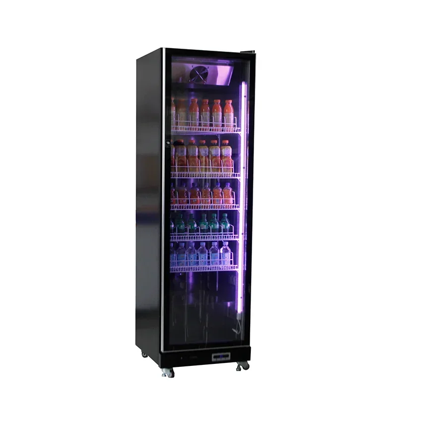 Commercial Upright Refrigerator Wine Cabinet Double Door Glass Freezer LED Light Pepsi Cola Display Cabinet Refrigerator