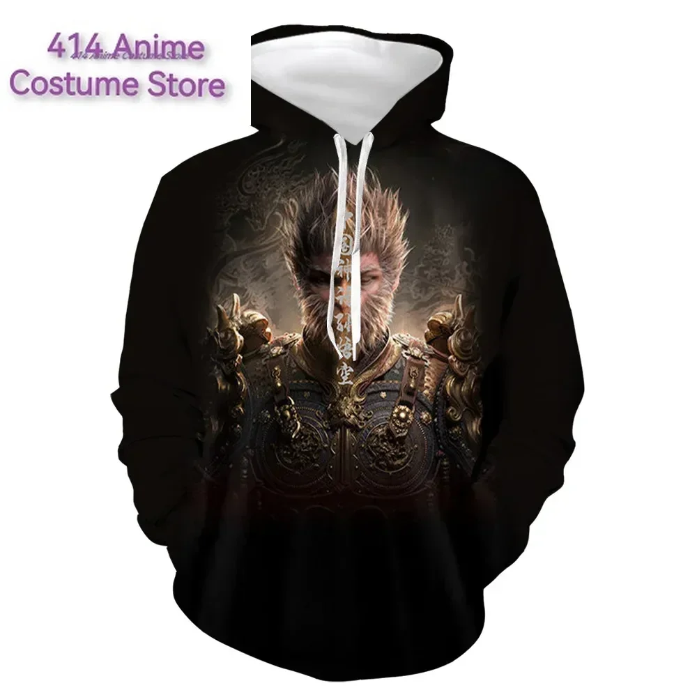 Sudadera con capucha periférica de juego Wukong de mito negro de verano para hombre, sudadera con capucha estampada 3D de salida de manga larga, abrigo