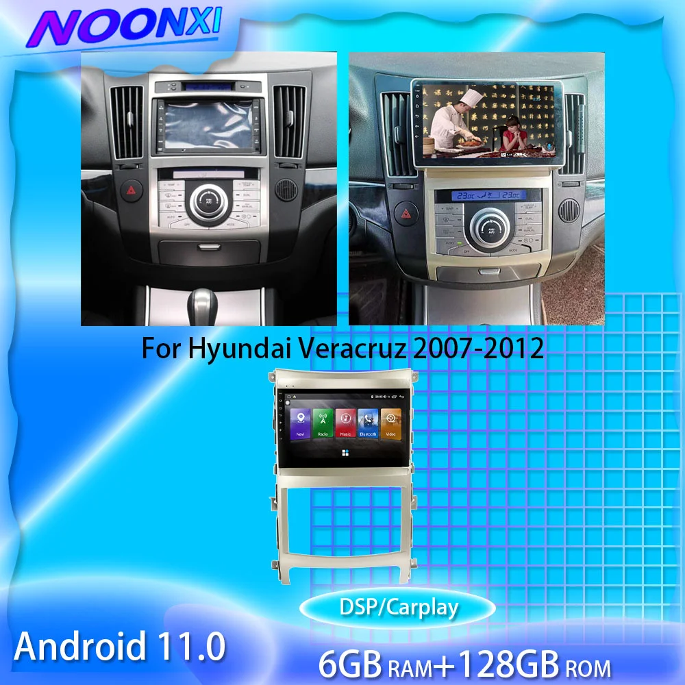 

Автомагнитола 2 Din для Hyundai Veracruz 2007 2008-2012 128G Android11, мультимедийный плеер, GPS-навигация, сенсорный экран, головка Un