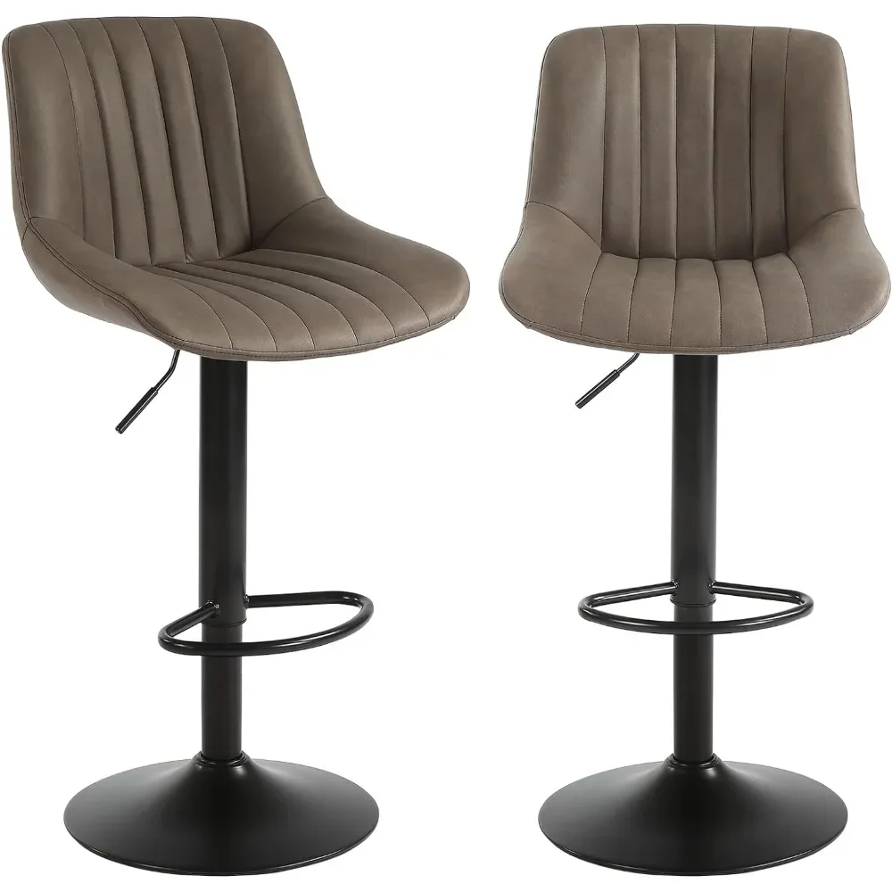 

Bar Stool Set of 2, Swivel Counter Height Barstools with Back, Adjustable Faux PU Leather Bar Chairs, Bar Stool