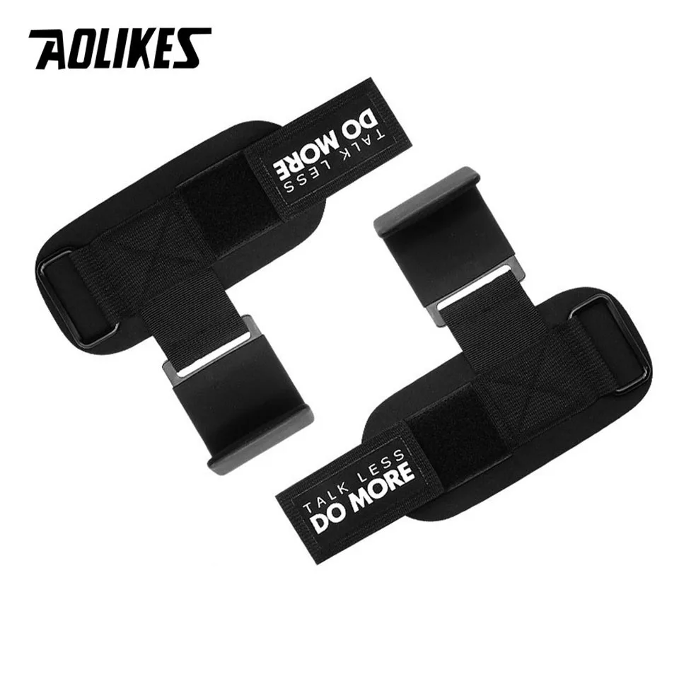 AOLIKES 1 Pair Professional Fitness Steel Weightlifting Hook Wrist Support Hook Non-slip Gym Arm Strength Training Buckle