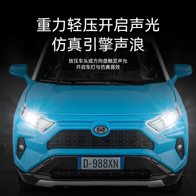 1:22 Toyota RAV4 High Simulation Diecast Metal Alloy Model Car Sound Light Pull Back Collection Kids Toy Gifts