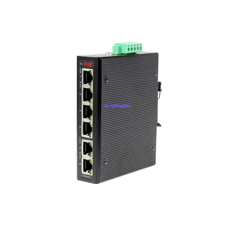 Industrial PoE Switch, 6-Port, 4 RJ45 Ports, 2 RJ45 Ports, DC Input: 48V-57V