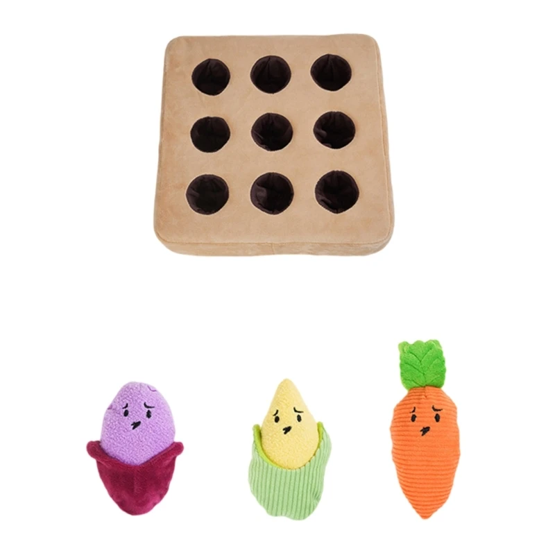 Funny Dog Noseworks Game Dog Toy Snuffle Mats Vegetable Field Pull Plush Toy