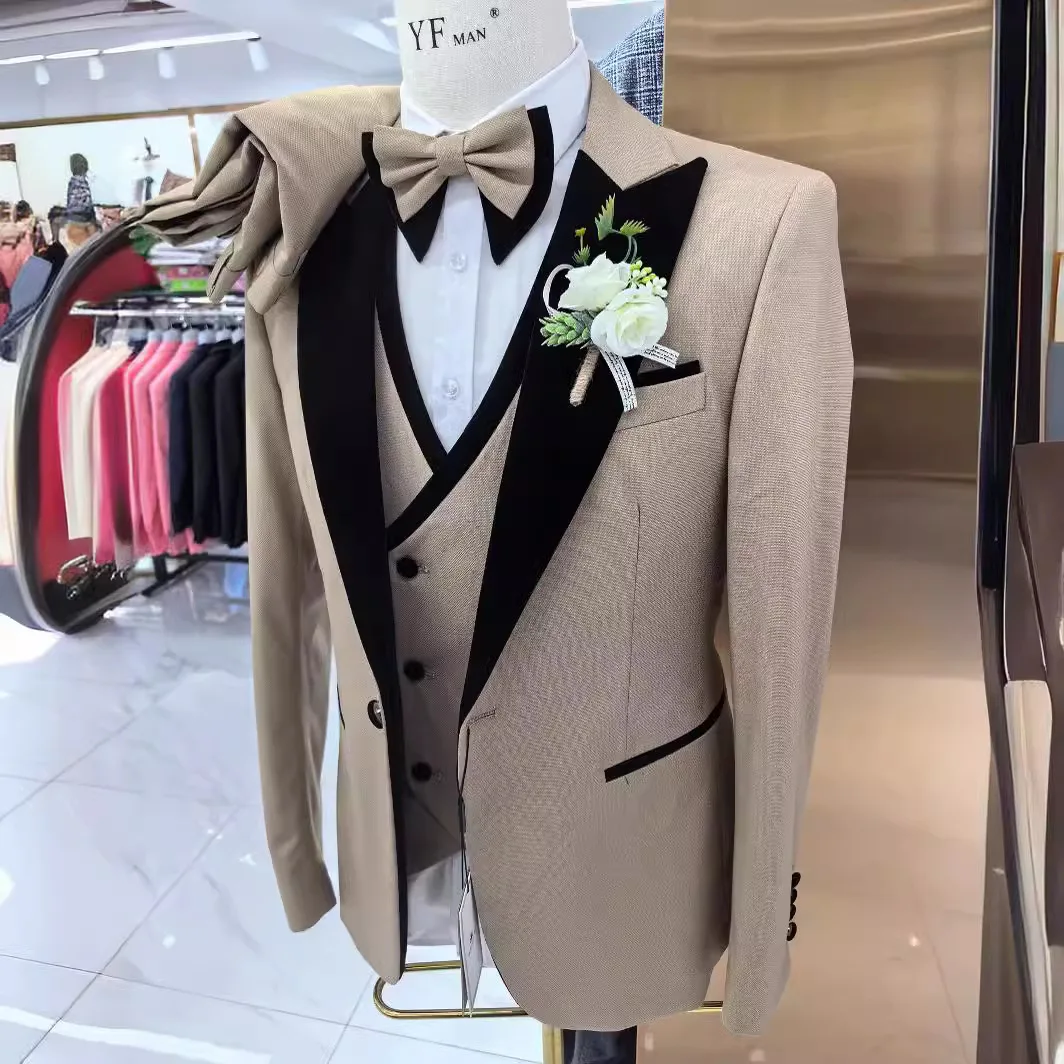 Terno de casamento combinando cores masculino, conjunto casual de anfitrião, 3 peças, 2024