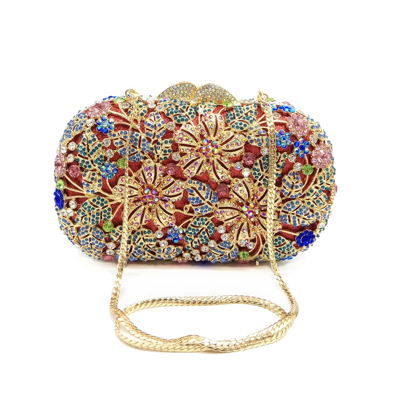 

Women evening party bag diamonds elegant crystal clutch luxury bridal wedding party wallet purse handbag flower crystal purses