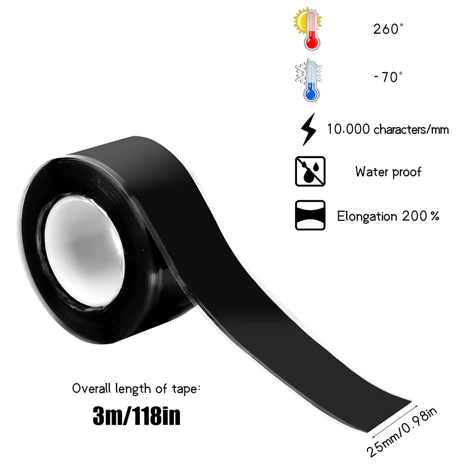 شريط سيليكون ذاتي اللصق لصنابير الحمام مقاوم للماء ومقاوم للحرارة وشريط عازل للضغط العالي للأنابيب #2