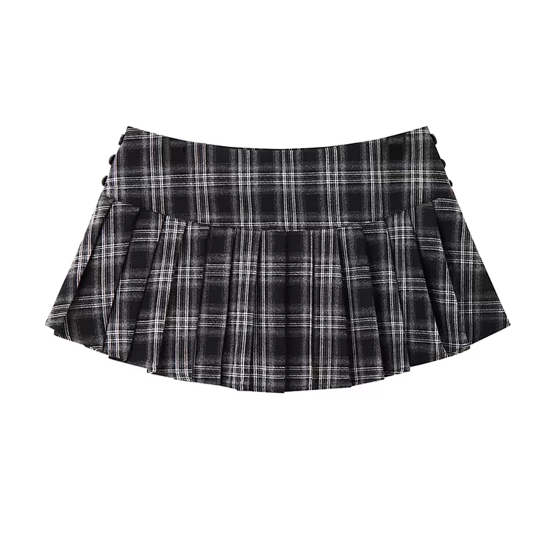 Vintage Plaid Mini Skirt Women Y2k Japanese Sexy Low Waist Pleated Short Skirts Summer Preppy Jk Korean All Match A Line Faldas