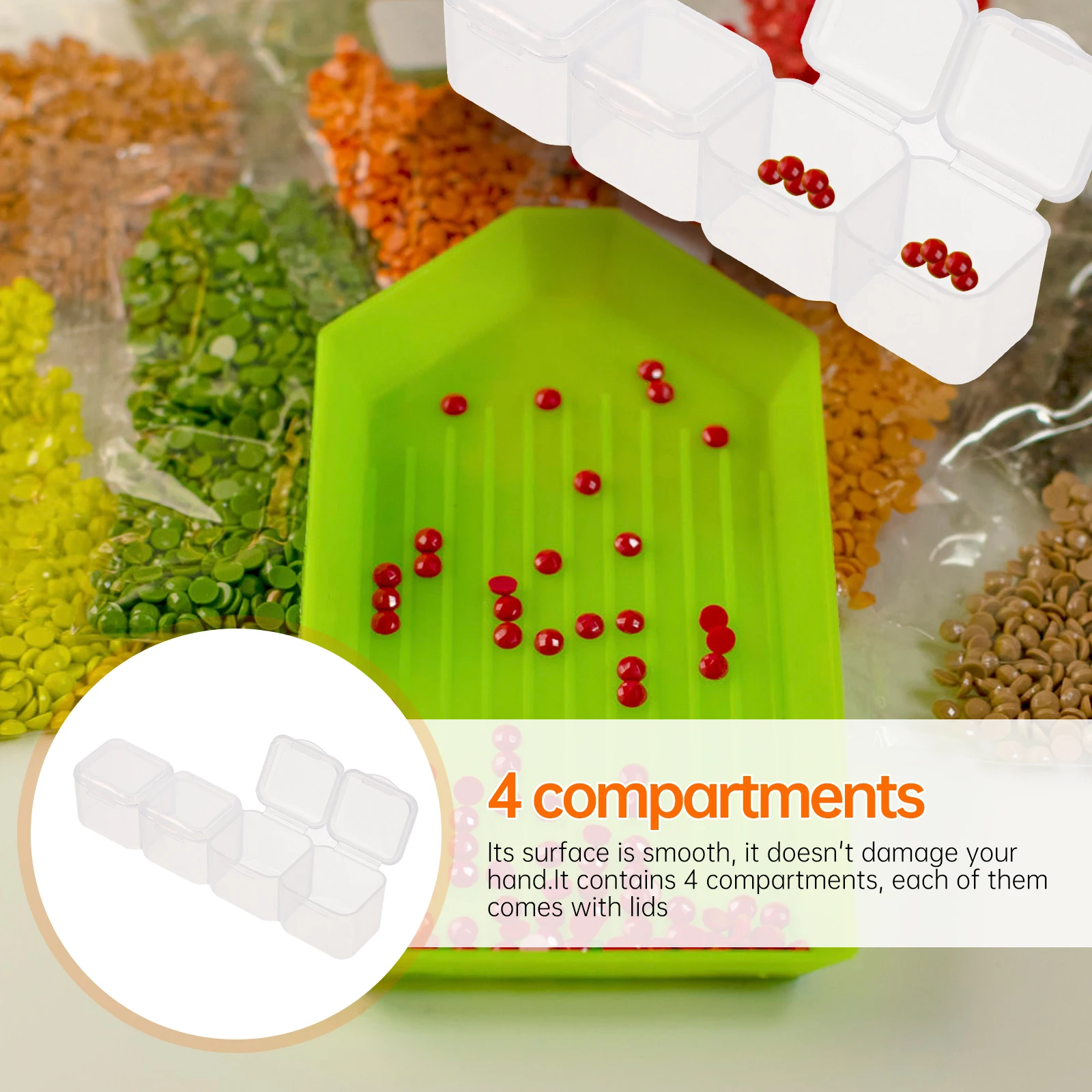 

20pcs Storage Box White 4 Compartments Lids Glitter Powder Container Sequins Box Jewelry Bead Case Small Items