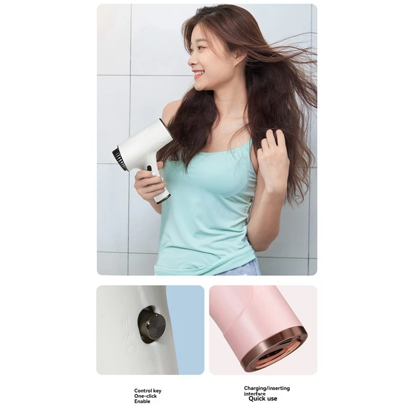Wireless Charging Hair Dryer Household High-Speed Negative Ion Hair Dryer Cold Hot Wind Wireless Hair Dryer EU Plug A