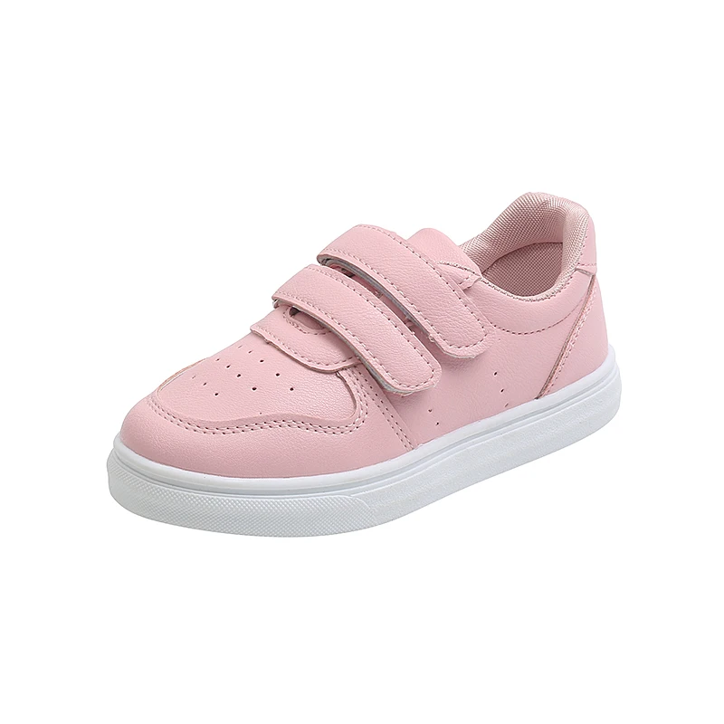 Pure White Girls Simple Children Sneakers 2023 New Non-slip Boys School Shoes Spring Double Hook & Loop Kids Fashion Casual Shoe