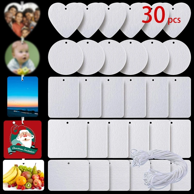 

30Pcs Sublimation Air Freshener Blanks Car Scented Hanging Felt White Fragrant Sheets Bags for DIY Crafts Projects Car Interior
