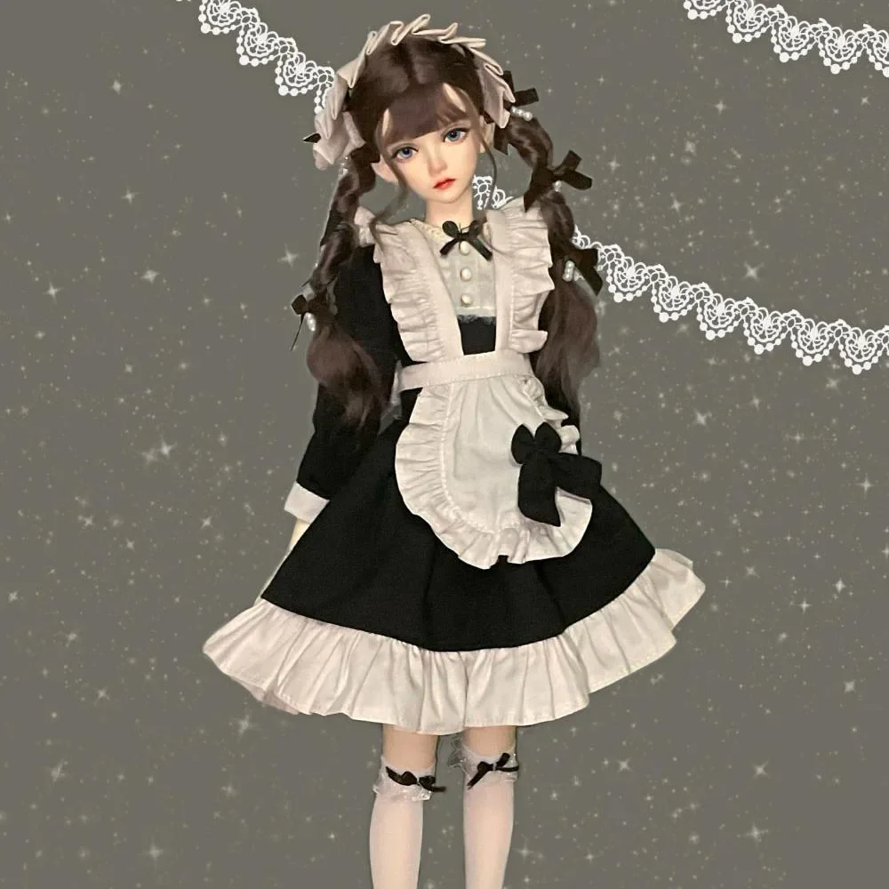 30/45/60cm Doll Clothes for 1/3 1/4 1/6 Bjd SD Doll Clothing Vintage Maid Dress Diy Girl Toys Dress Up Gift Doll Accessories