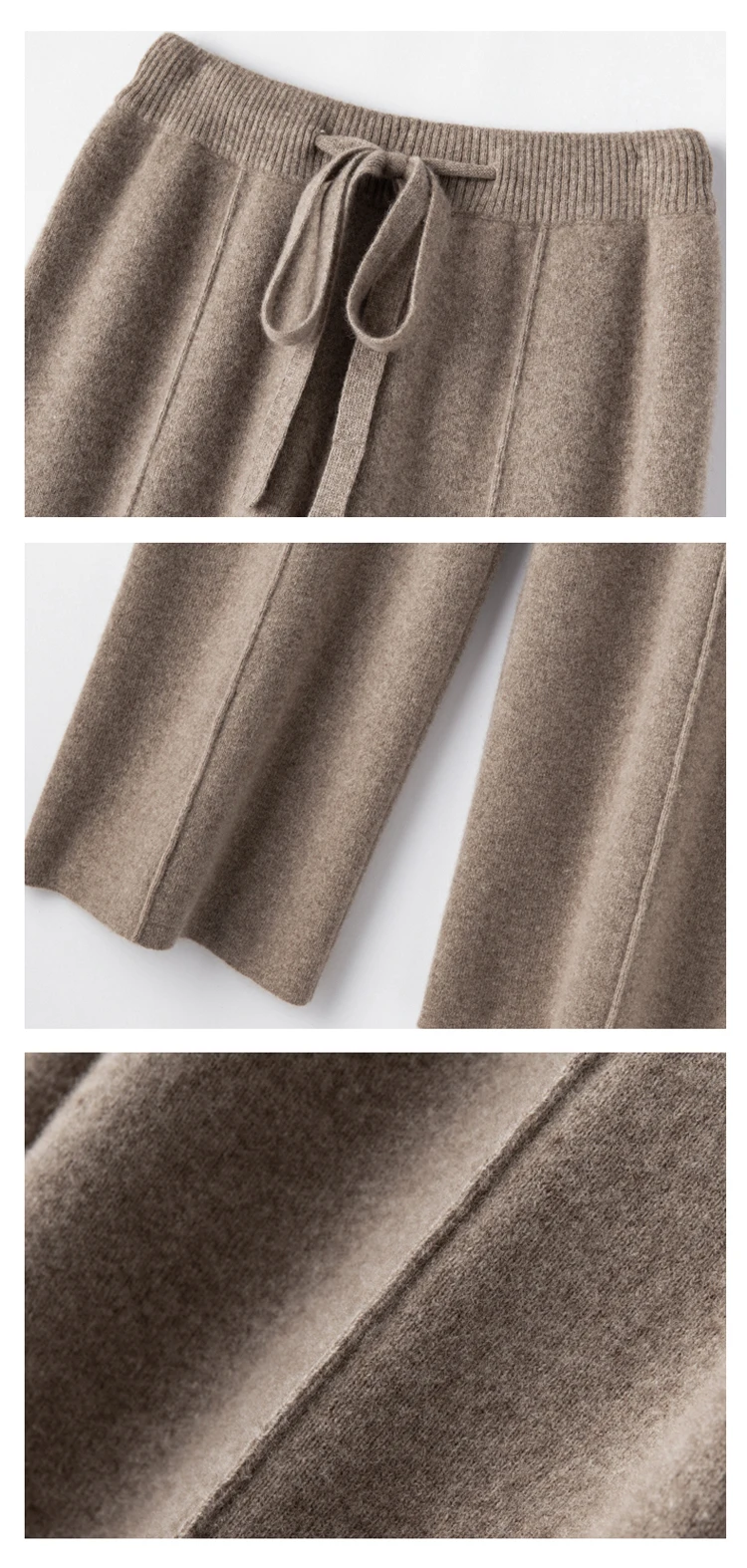 Elastic Waist 100% Merino Wool Women's Full Length Pants Winter Thickened Knitted Long Solid Color Warm Pantalones Mujer