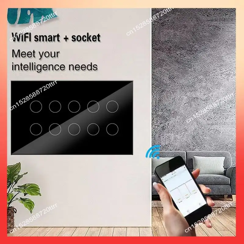 

ABNR WIFI Smart Touch Light Настенный выключатель прерывателя Стеклянная панель 8-групповая Tuya Smart Life для Alexa Google Home Простой в использовании Белый