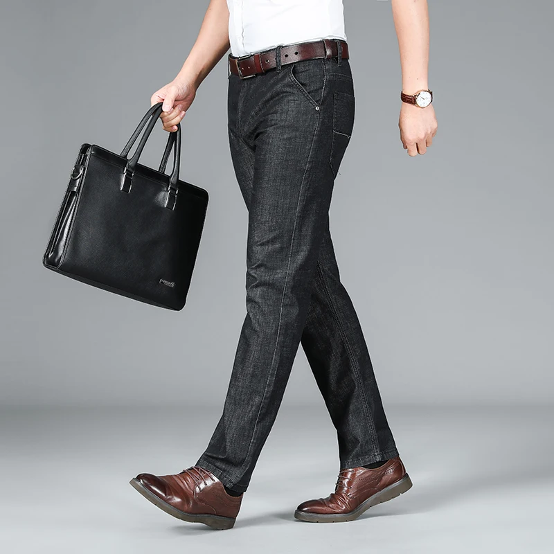 Men's Thin Jeans Loose Straight Casual Pants Summer Business Oversized Trousers High-End High Quality Daddy Pants