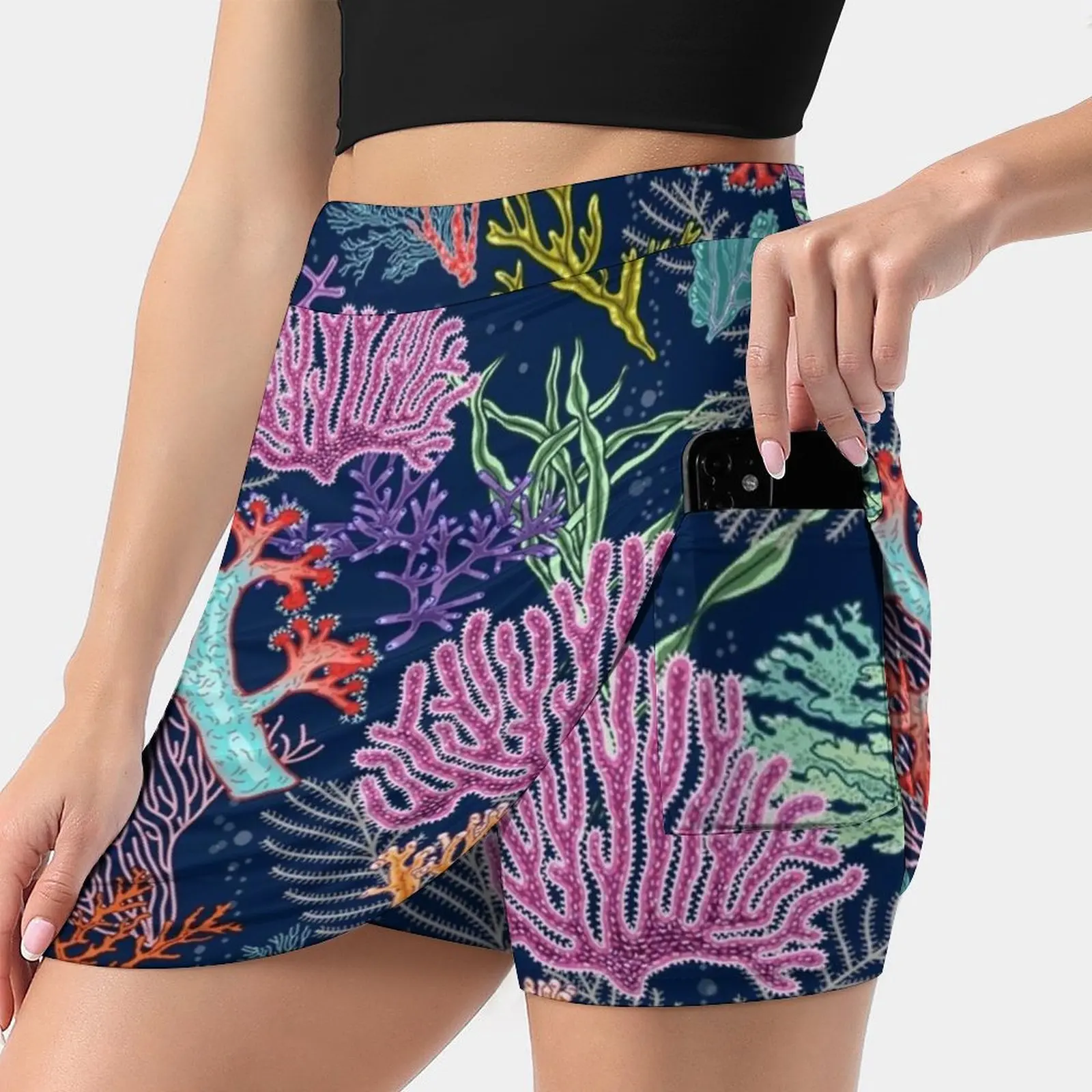 

Underwater Women's skirt Sport Skort Skirt With Pocket Fashion Korean Style Skirt 4Xl Skirts Ocean Sea Lake Pond River Algae