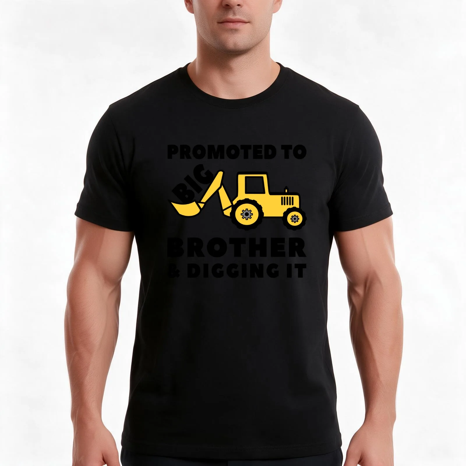 Promoted to Big Brother & Digging It T-Shirt, Summer Casual Cotton Tee, Oversized Streetwear Tops, Vintage Graphic Print