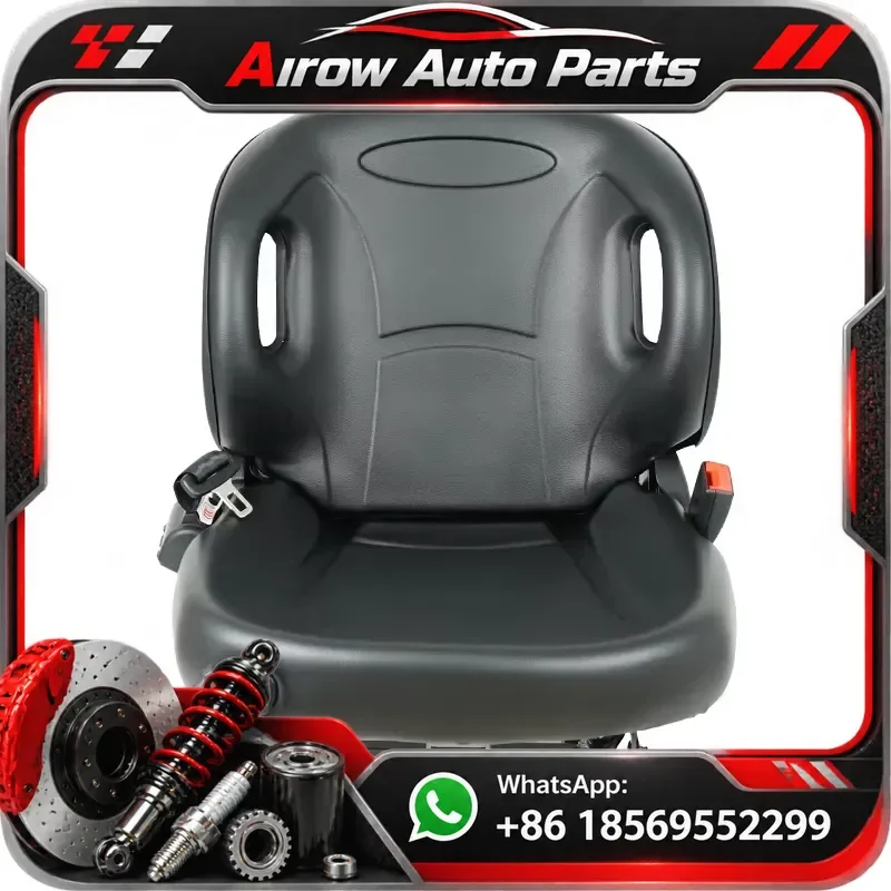 Universal Forklift Seat Adjustable Backrest Black PVC With Armrest For Tractor Loader Heavy Duty Comfortable Operator Chair
