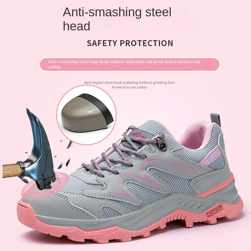 

Women's Sports Shoes Work Safety Shoes Anti Impact Anti Puncture Breathable Lightweight Walking Leisure Sports and Running Shoes