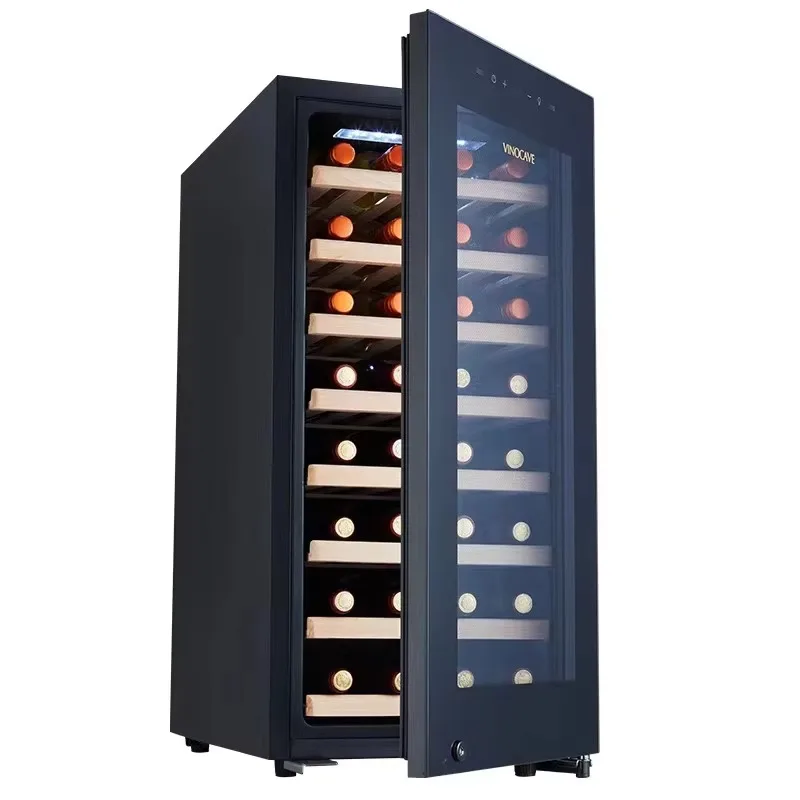 

28-Bottle Thermoelectric Wine Cooler Fashion Design Electric Wine Cellar Refrigerator for Home Use Compact Size