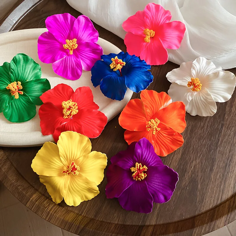 Pinzas para el Cabello con Flores Hawaianas en 6 Colores, Pinzas Laterales con Flores de Esponja Estilo Bohemio para Mujer, Horquillas de Plumeria, Accesorios Festivos K