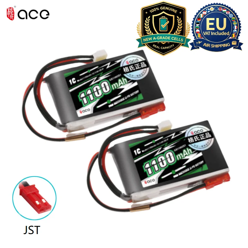 HOT Gens ACE 1100mAh 2S 1C 7.4V Fernsteuerungs-Lipo-Akku mit JST-Anschluss für FS-ST8 Fernsteuerung G7P/GT5 Waffensteuerungs-Lipo-Akku
