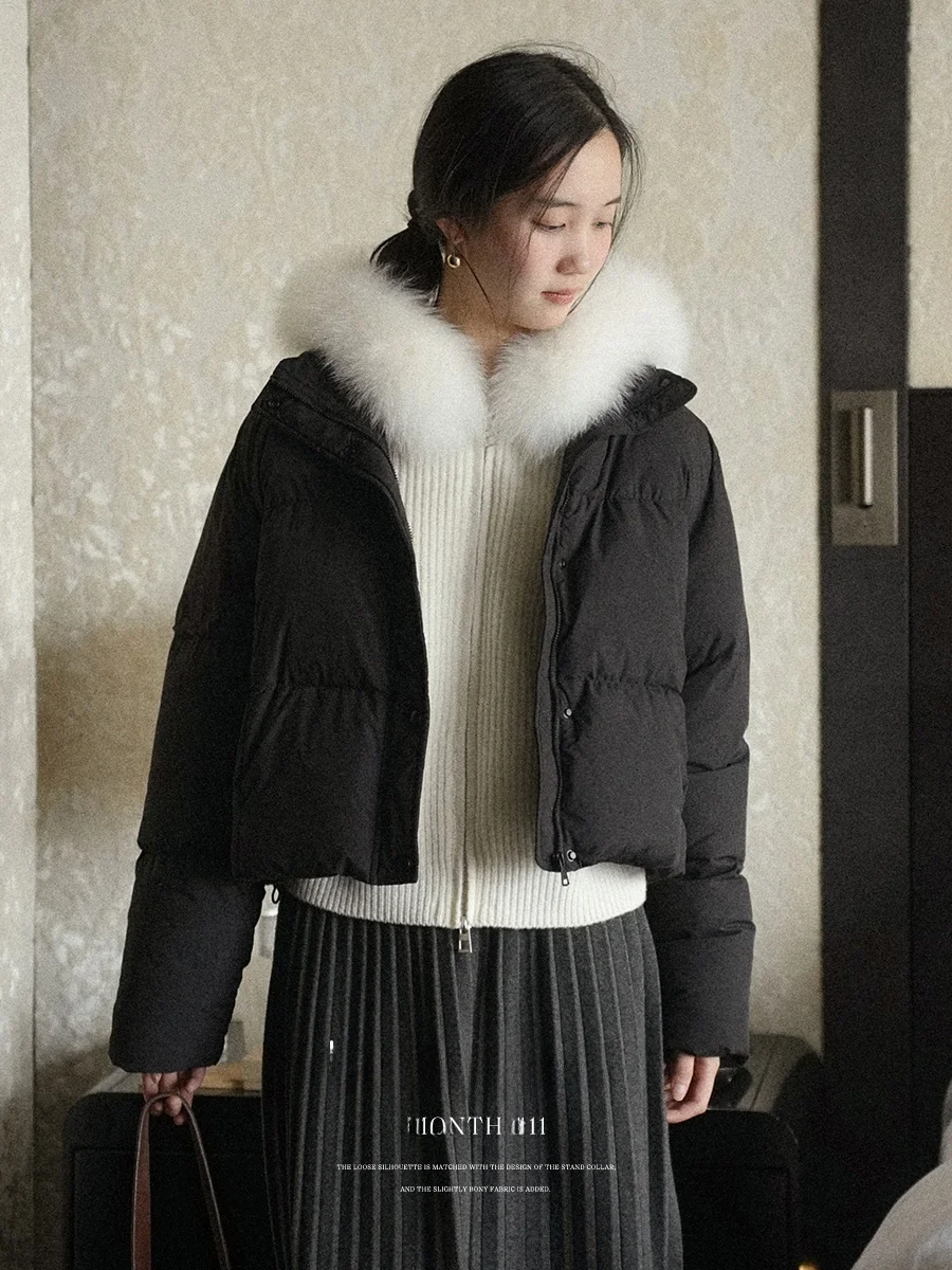 

Утепленная куртка Lalaglow 90 White Du Down с воротником-стойкой, повседневная, теплая, для женщин, черный цвет