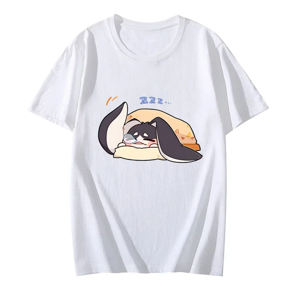 Sleeping ZZZ Print Short Sleeve Tee Shirt Pom-Pom Honkai Star Rail T-shirt for Women Streetwear O-neck Unisex Clothes Tops Y2k