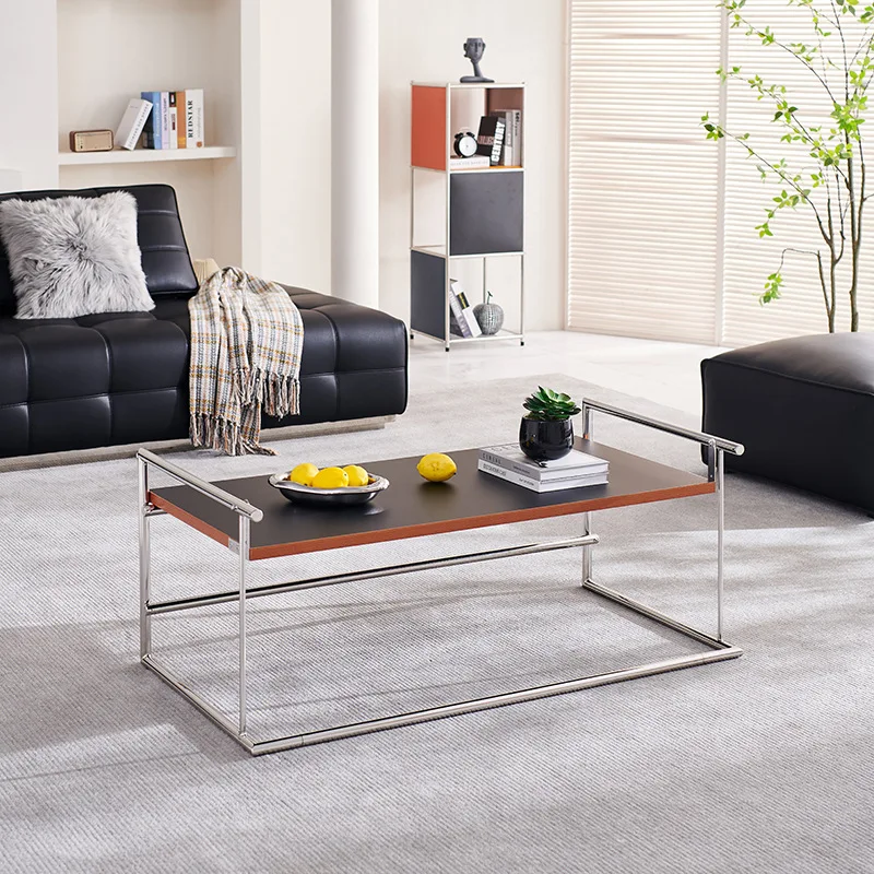 

Simple small family living room Internet celebrity retro Bauhaus home solid wood sofa tea table high sense