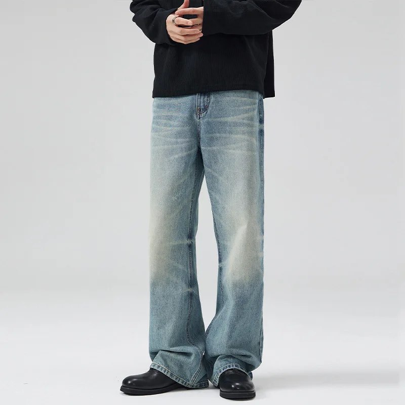 

N20 American retro branch cat beard jeans loose all-matching casual straight A-line pants for fashionable men