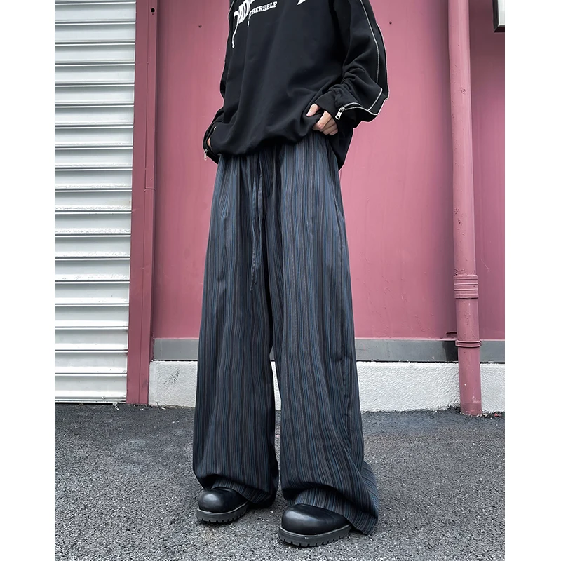 

Брюки унисекс с высокой талией и широкими штанинами, весенние, свободные, повседневные, в полоску, в американском ретро-стиле, джинсы для пар