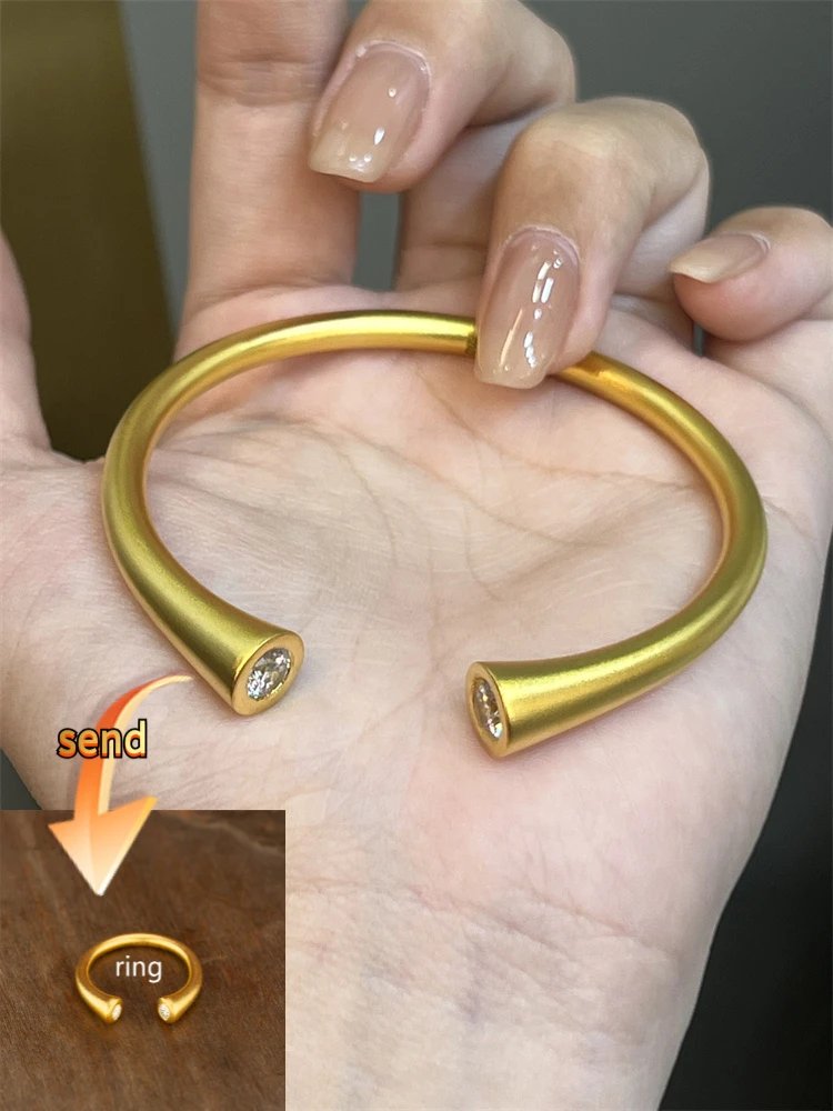 

Ladies' vintage 24K AU999 gold bracelet, smooth diamond opening, exquisite temperament, luxurious charm jewelry gift