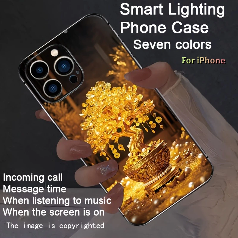 

Fashion Lucky LED Cover Fundas For iPhone 17 Air 16 15 14 Plus 13 12 11 Pro Max Luminous Glow Phone Cases