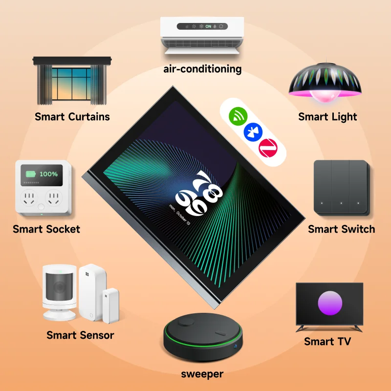 8-Ceiling Speakers with 8-inch Touchscreen Wall Panel for Home Theater & Whole-Home Smart Control Package