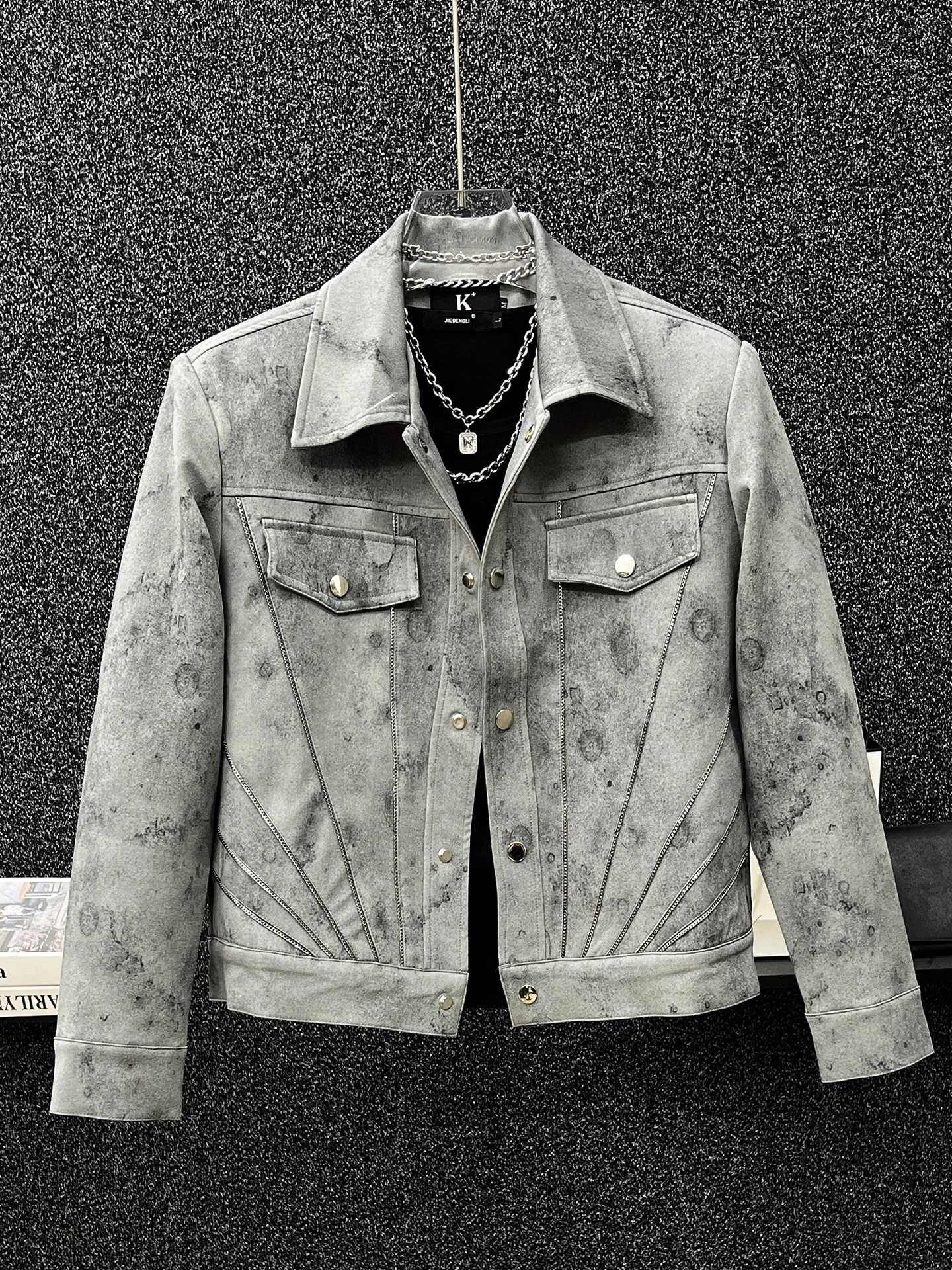 

Retro Dyed ort Jaet Men's Loose Fit Turn-down Collar American Sle Autumn Winter New Faion Windproof Thiened Outerwear