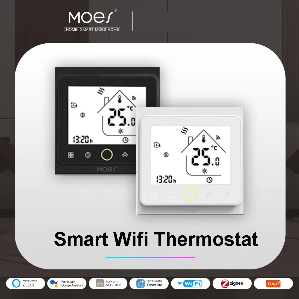 MOES Tuya WiFi Smart Thermostat, Electric Floor Heating Water/Gas Boiler Temperature Remote Controller for Google Home, Alexa