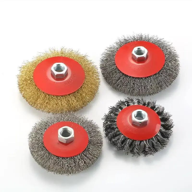 4inch Copper Steel Wire Wheel Brush M10 Twisted Crimped Knotting Wire Wheel Cup Rust Removal Deburring for Angle Grinder Rotary