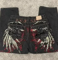 American Hip-hop Retro Loose Jeans Women's Y2K New Tide Harajuku High Waist Wide leg Pants Gothic Wide Pants Street Pants Male 3