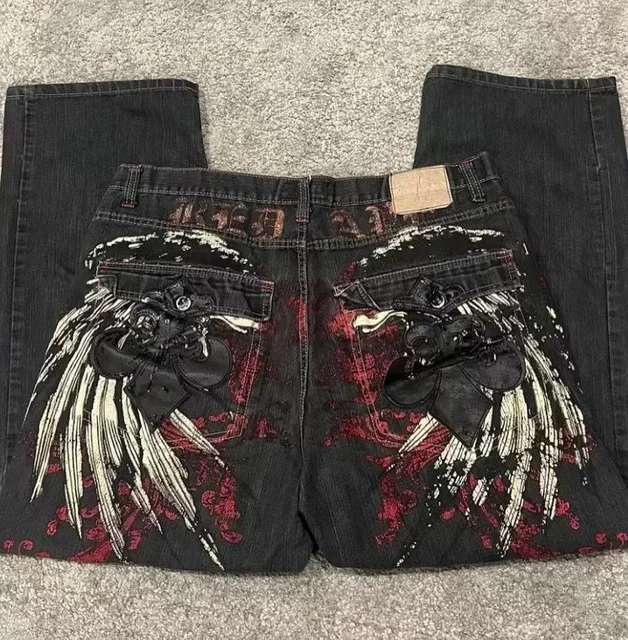 American Hip-hop Retro Loose Jeans Women's Y2K New Tide Harajuku High Waist Wide leg Pants Gothic Wide Pants Street Pants Male 3 American Hip-Hop Retro Loose Jeans Women's Y2K Tide Harajuku High Waist Wide Leg Pants – view 3
