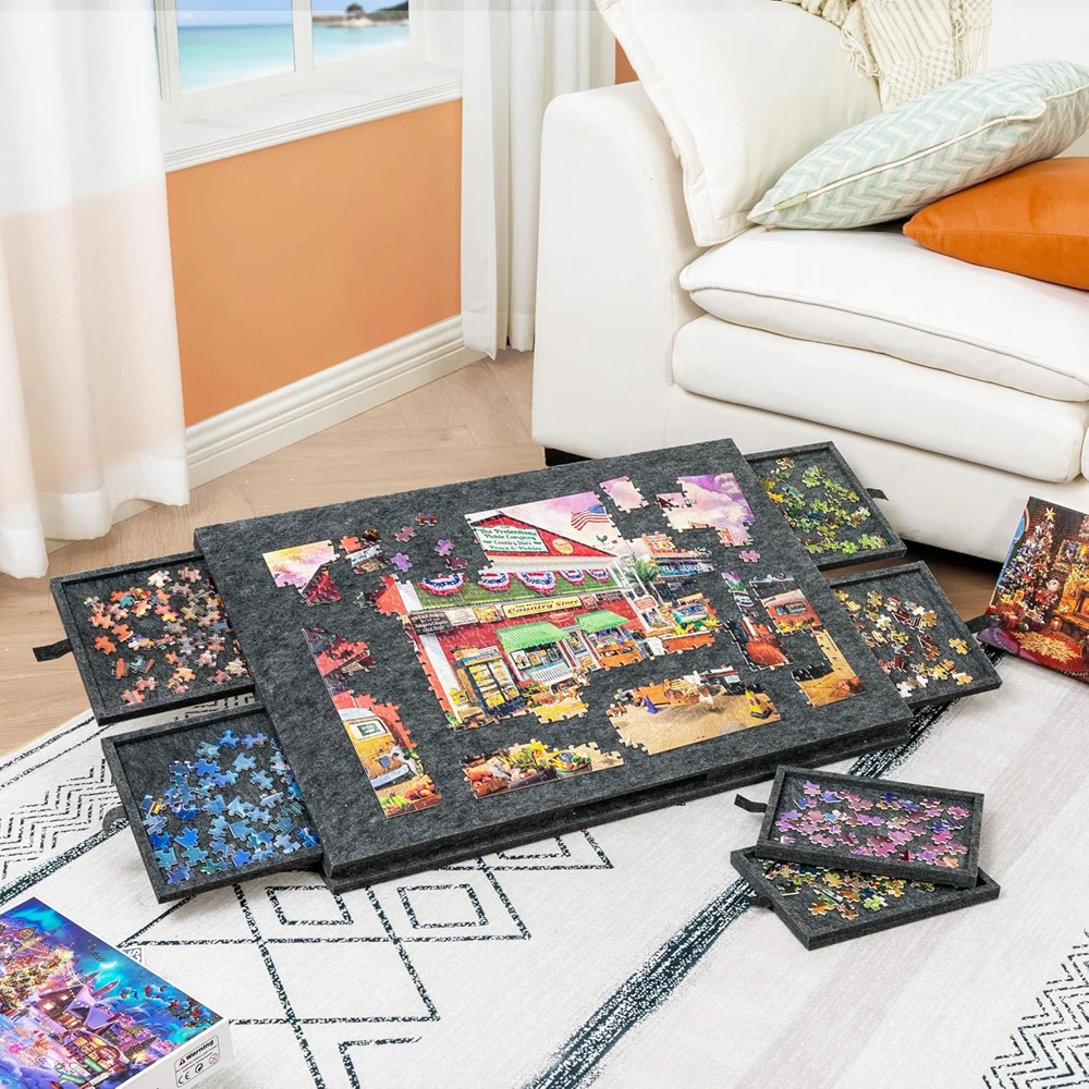 Tilting Puzzle Board with 2-in-1 Designed Stand & Cover for Adults, Portable Jigsaw Puzzle Table for Up to 1000 Pieces