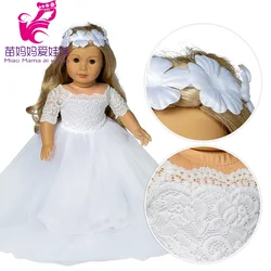 45cm Girl Doll abito da sposa bianco con fiore adatto per 18 pollici American Doll abito da sposa per giocattoli vestiti