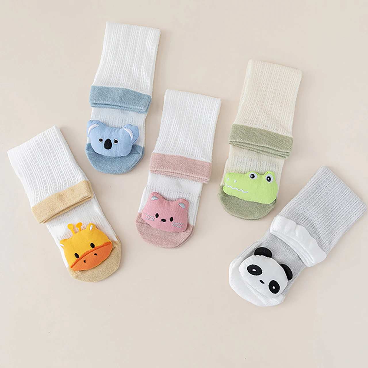 الصيف الطفل شبكة الجوارب الفتيان الفتيات جوارب حماية الركبة لطيف عروسة كارتون الطفل الركبة عالية جورب لينة القطن الوليد الأحذية