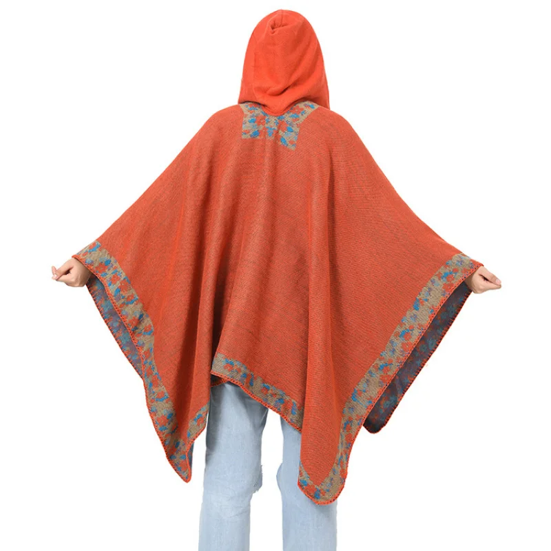 Bohemian Shawl Woven Cape for Women with Hood, Warm, Amazon Style, Photo Shoot, European and American Cross-Border Outerwear Cap