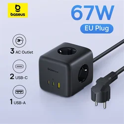 Baseus 67W GaN Snelle Oplader Stekkerdoos 3AC 3680W Outlet USB-C Snel Opladen Desktop Station Voor Laptop iPhone Samsung Xiaomi